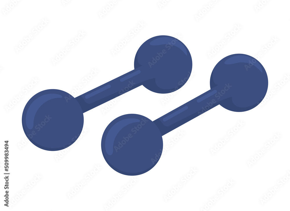 Poster hand weights semi flat color vector object. tools for training exercises. editable element. dumbbell