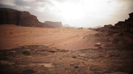 Fototapeta na wymiar Desert Wadi Rum Petra Canyon Jordan Travelling