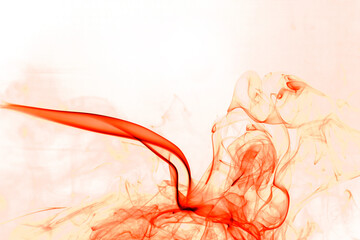 Movement red smoke on white background.