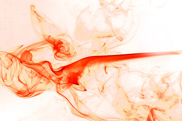 Movement red smoke on white background.