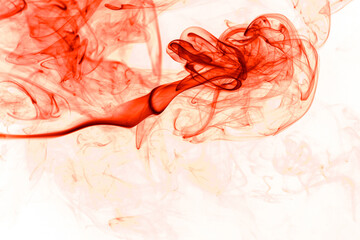 Movement red smoke on white background.