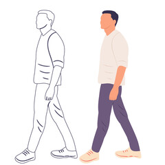 man walking in flat design, isolated vector