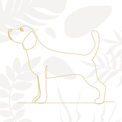 dog drawing by one continuous line, sketch