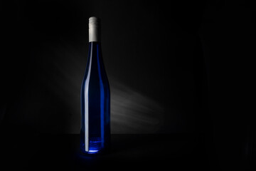 wine bottle on black background