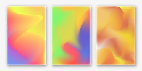 Set of design templates with multicolor texture. Colorful abstract geometric background. Fluid gradient template background. It can be used for poster, brochure, invitation, cover book