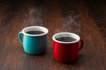 ホーローカップに淹れた美味しいコーヒー