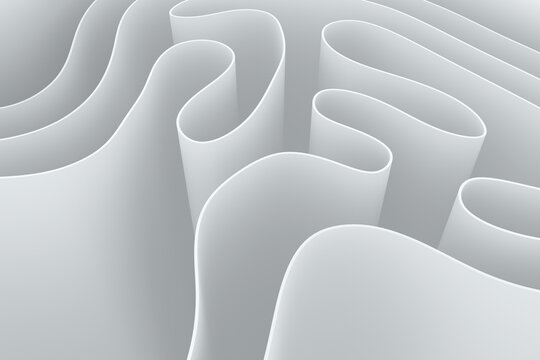 Abstract twisted wave on a white background. Trendy 3d rendering surface