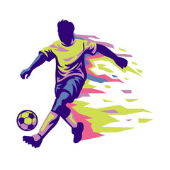 Fototapeta na wymiar Colorful Illustration vector of Soccer Football Player
