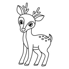 Cute raindeer cartoon coloring page illustration vector. For kids coloring book.