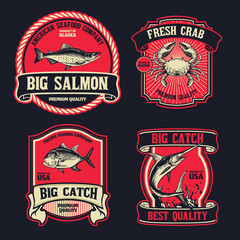Set of Vintage Seafood Label Collection