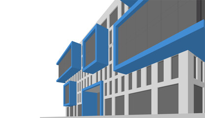 Office building architecture 3d rendering