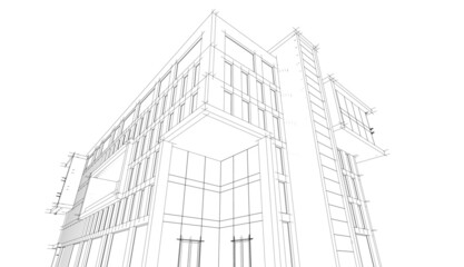 Fototapeta na wymiar Office building architecture 3d rendering