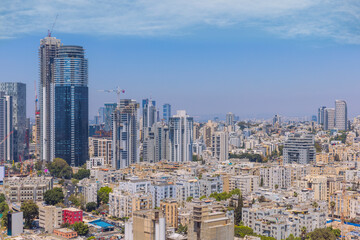 Fototapeta na wymiar Tel Aviv And Ramat Gan Skyline, At Day, Israel