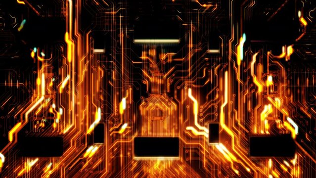  Technology background server overload/Abstract illustration of a large data stream, server overload, server on fire. The mother server is processing the data.