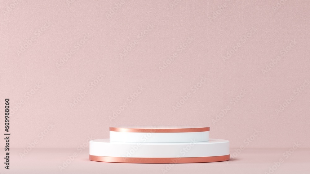 Aufkleber composition with round scene. abstract pastel pink geometric shape blank platform. podium empty show