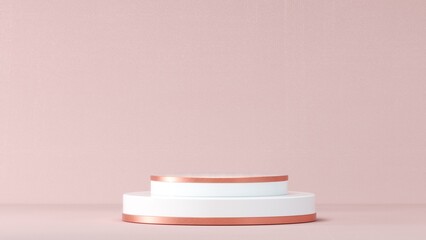 Composition with round scene. Abstract Pastel pink geometric shape blank platform. Podium empty showcase pedestal product display for cosmetic presentation. Composition with round scene. 3d Rendering