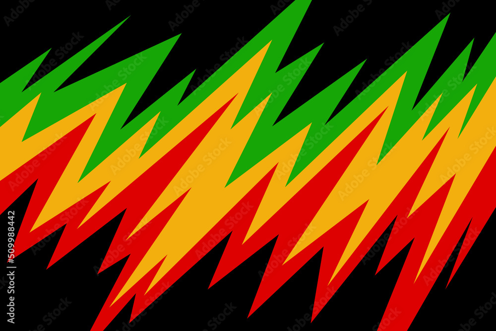 Poster abstract background with spikes pattern and with jamaican color theme