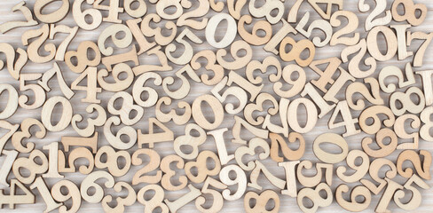 Vintage Bright Wooden Numbers Banner. Back to school concept.