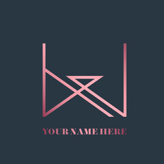 Letter W logo. Alphabet initial. Lettering sign isolated on dark background. Modern design, minimal, geometric style icon for brand identity. Typography monogram.