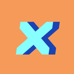 Obraz premium Letter X logo. Alphabet initial. Lettering sign isolated on orange color background. Modern design, web, tech, 3d construction style icon for brand identity. Typography monogram.