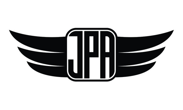 JPA three Letter wing symbol minimalist creative concept icon professional logo design, Vector template