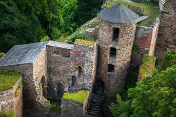 Fototapeta na wymiar broken stone masonry ruins of an old czech castle