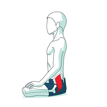 Man sitting in yoga easy pose sukhasana gluteus medius 