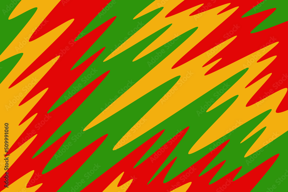 Poster abstract background with colorful wavy line pattern and with jamaican color theme