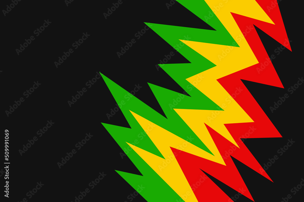 Poster abstract background with colorful zigzag pattern and with jamaican color theme