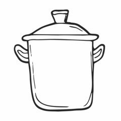 Doodle saucepan icon in vector. Hand drawn saucepan icon in vector