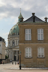 Fototapeta na wymiar Amalienborg, royal palace and Mamorkirken, church in Copenhagen Denamrk