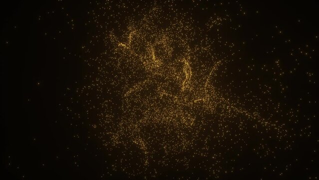 golden particle explosion in black space 3d rendered

