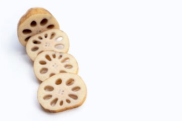 Lotus root on white background