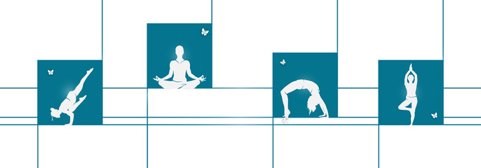 21 June- international yoga day, abstract woman in yoga body posture. 