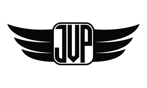 JVP three Letter Wings Flying Initial wing symbol minimalist creative concept flag icon professional logo design Vector template