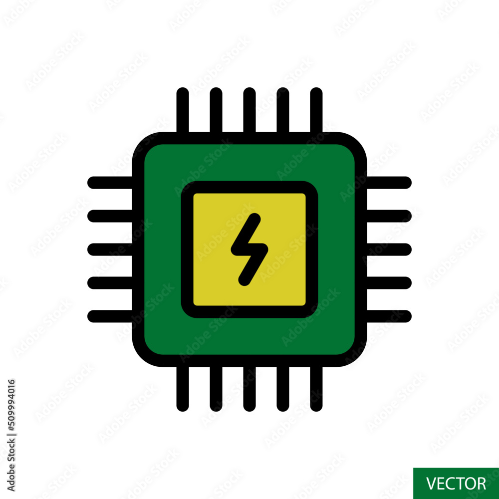 Poster processor or cpu vector icon in flat style design for website design, app, ui, isolated on white bac
