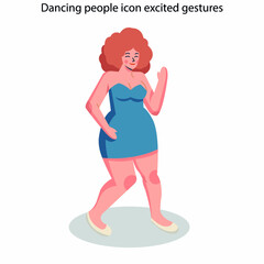 Dancing people icon excited gestures sketch cartoon characters