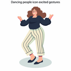 Obraz premium Dancing people icon excited gestures sketch cartoon characters