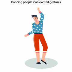 Dancing people icon excited gestures sketch cartoon characters
