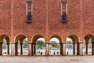 Wide romantic arched entrance with access to the seaside. Broad Venetian colonnade or arcade...