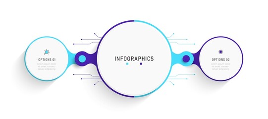 Vector Infographic label design template with icons and 2 options or steps. Can be used for process diagram, presentations, workflow layout, banner, flow chart, info graph.