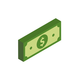 Vector dollar bank note and coin, icon illustrations and vector