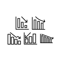 Loss Chart Icon Set Vector Symbol Design Illustration