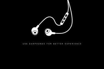 Fotobehang Earphone required.use earphones for better experience design for bloggers. vector. © Fumeezz