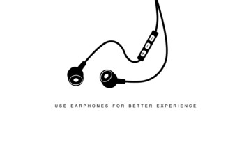 Earphone required sign. headphone required, use your headphones intro Background design