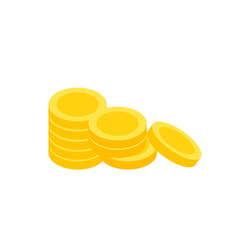 Vector dollar bank note and coin, icon illustrations and vector