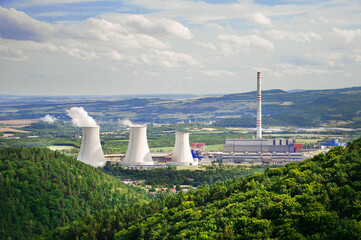 white smoke coming out from the chimney nuclear power plant