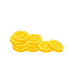 Vector dollar bank note and coin, icon illustrations and vector