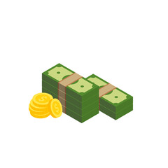 Naklejka premium Vector dollar bank note and coin, icon illustrations and vector