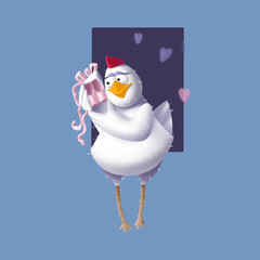 3D illustration. Funny ballerina. Chicken with pointe shoes.